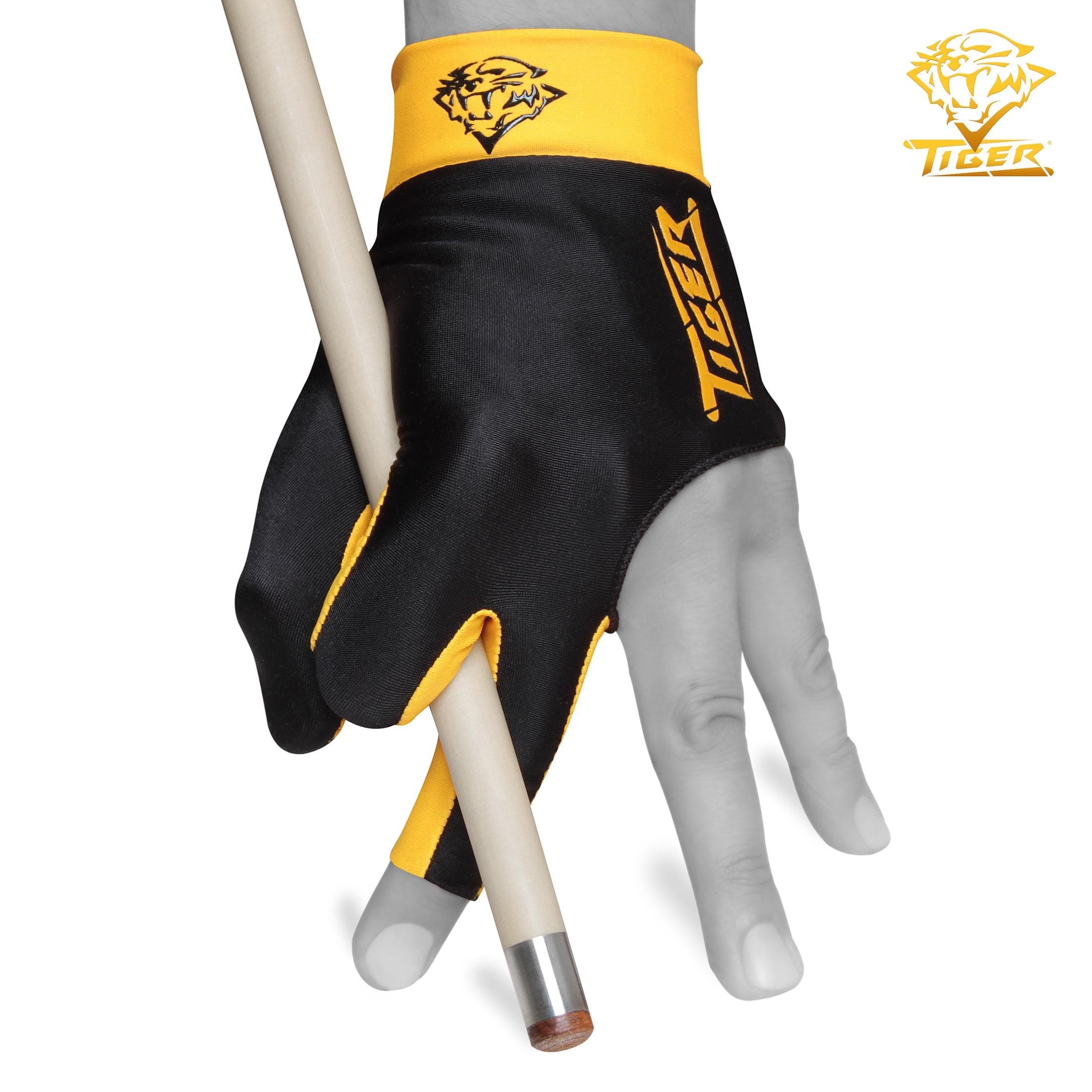 Перчатка Tiger Professional Billiard Glove черная/желтая левая M