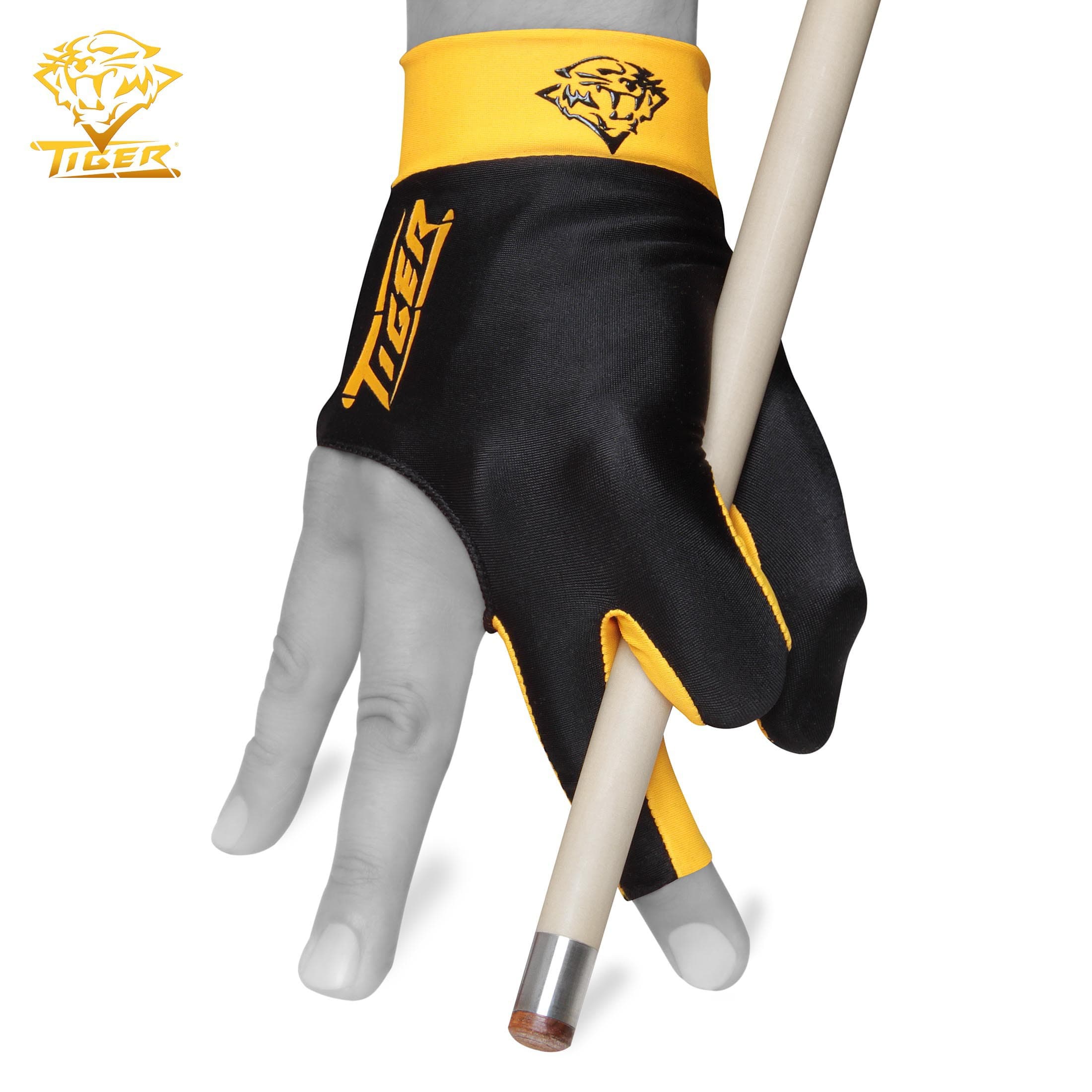 Перчатка Tiger Professional Billiard Glove черная/желтая правая S